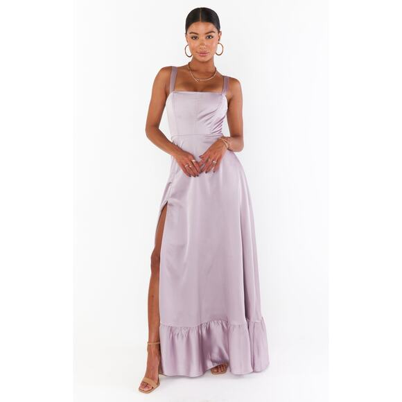 Show Me Your Mumu Clarissa Corset Dress in Dusty Purple Luxe Satin XS NWT - Picture 2 of 8